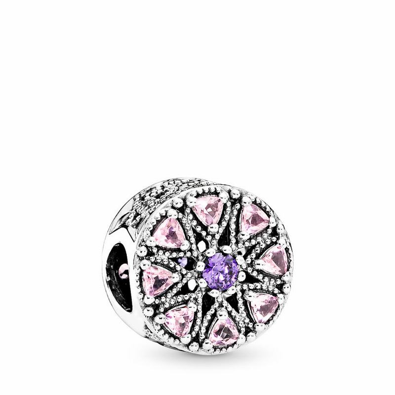 Pandora Shimmering Medallion Charm Europe - Sterling Silver/Pink/Mixed Stones - 784153IUM